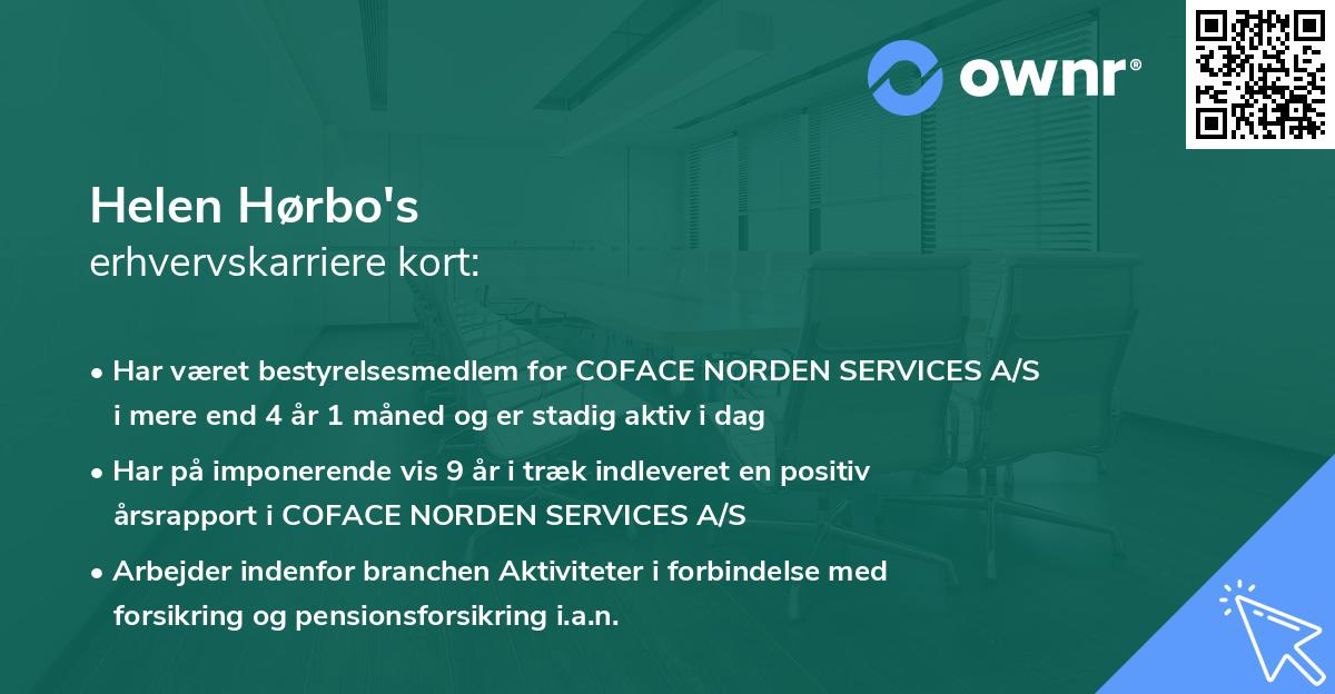 Helen Hørbo's erhvervskarriere kort