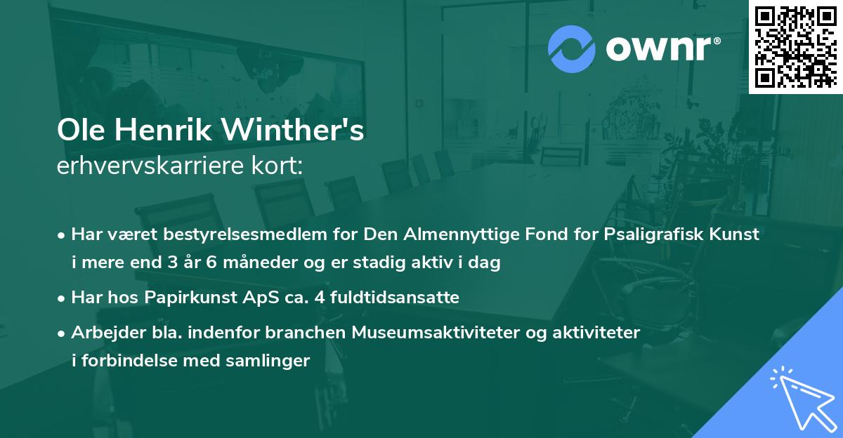Ole Henrik Winther's erhvervskarriere kort