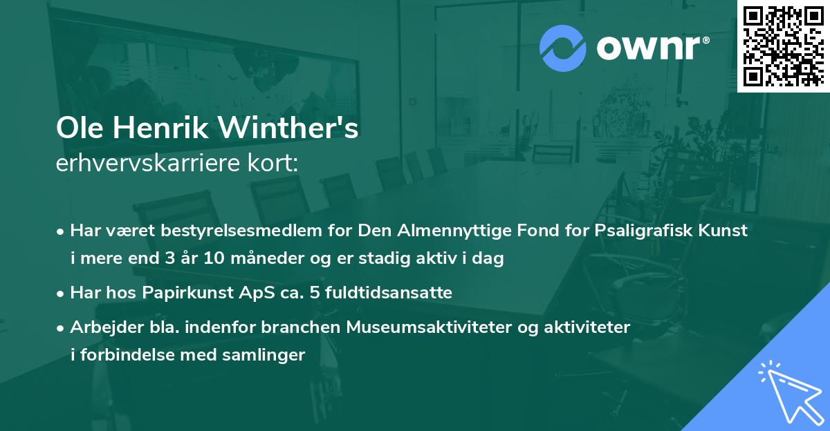 Ole Henrik Winther's erhvervskarriere kort