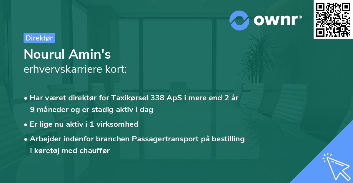 Nourul Amin's erhvervskarriere kort