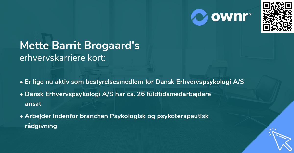 Mette Barrit Brogaard's erhvervskarriere kort