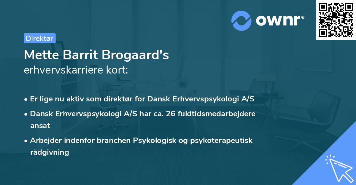 Mette Barrit Brogaard's erhvervskarriere kort