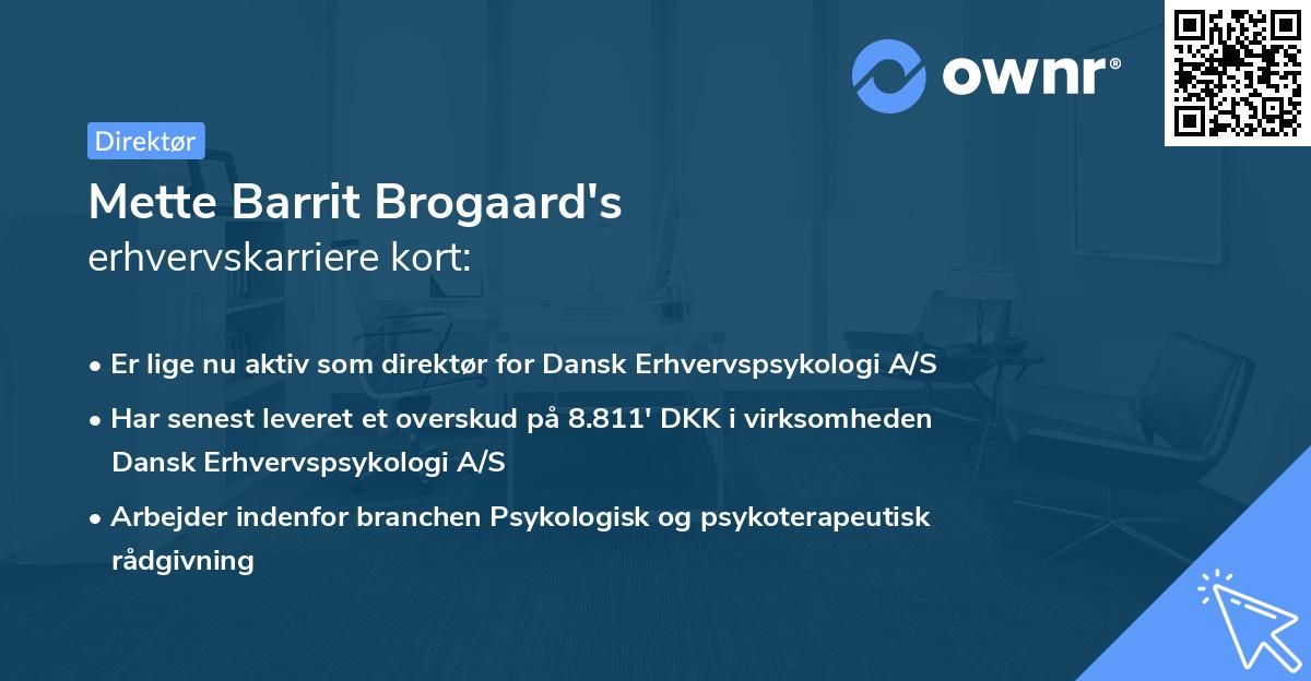 Mette Barrit Brogaard's erhvervskarriere kort