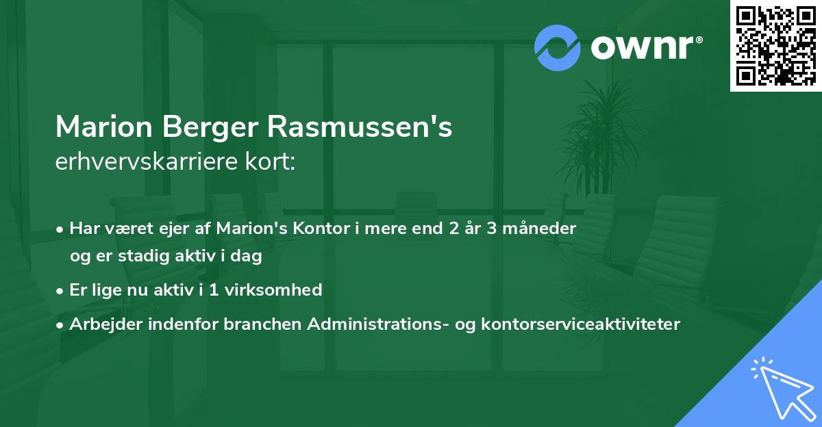 Marion Berger Rasmussen's erhvervskarriere kort