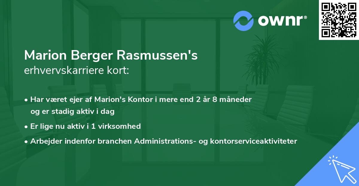 Marion Berger Rasmussen's erhvervskarriere kort