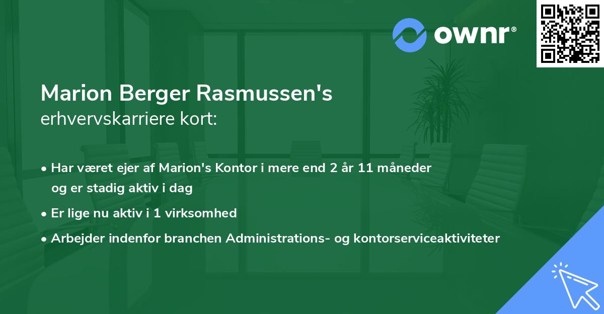 Marion Berger Rasmussen's erhvervskarriere kort