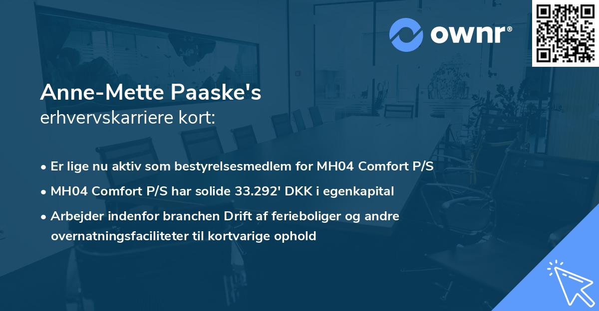 Anne-Mette Paaske's erhvervskarriere kort