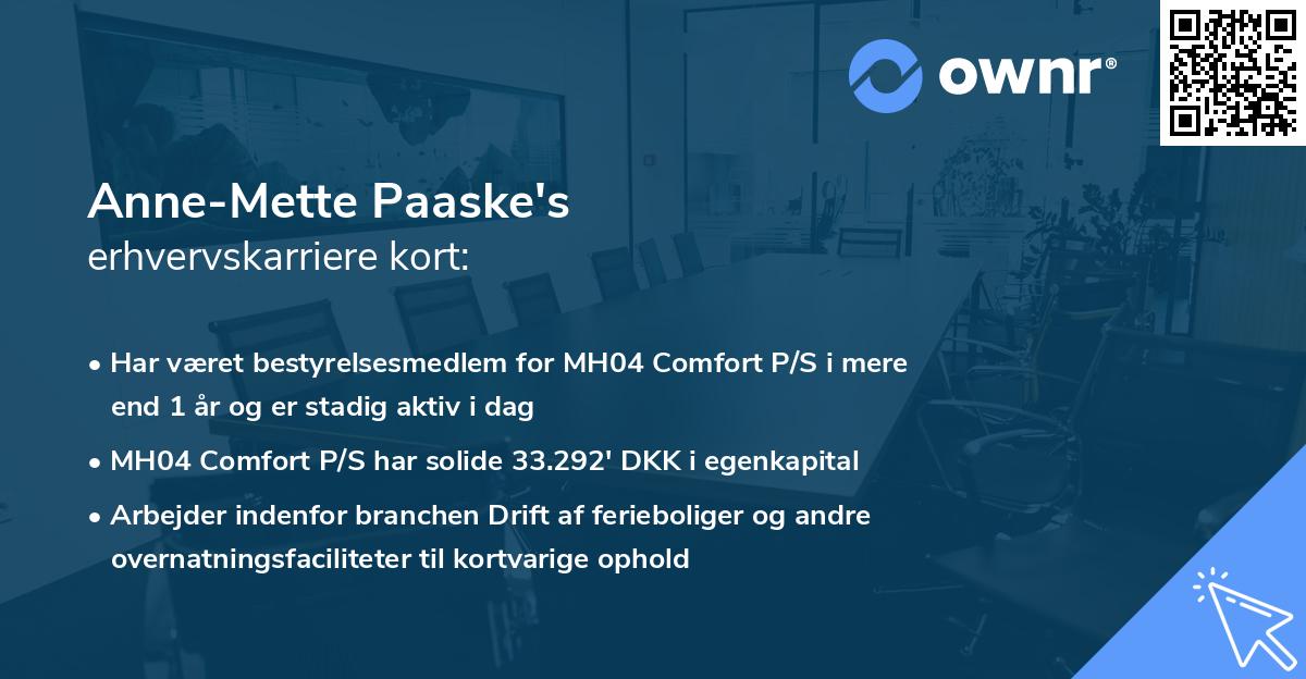 Anne-Mette Paaske's erhvervskarriere kort