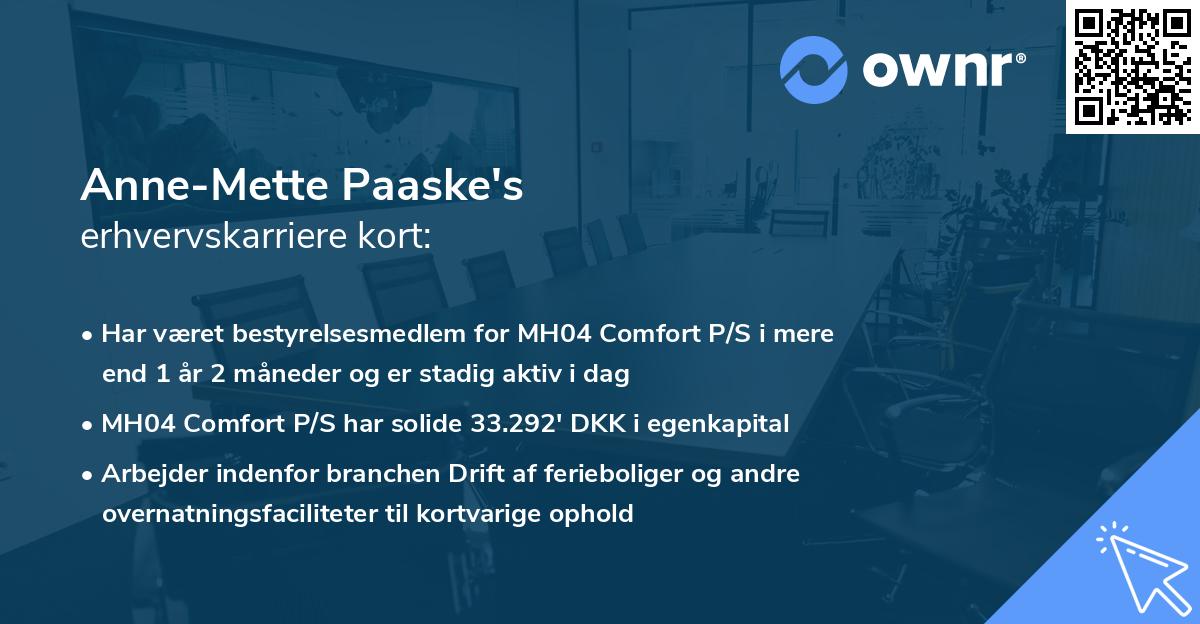 Anne-Mette Paaske's erhvervskarriere kort