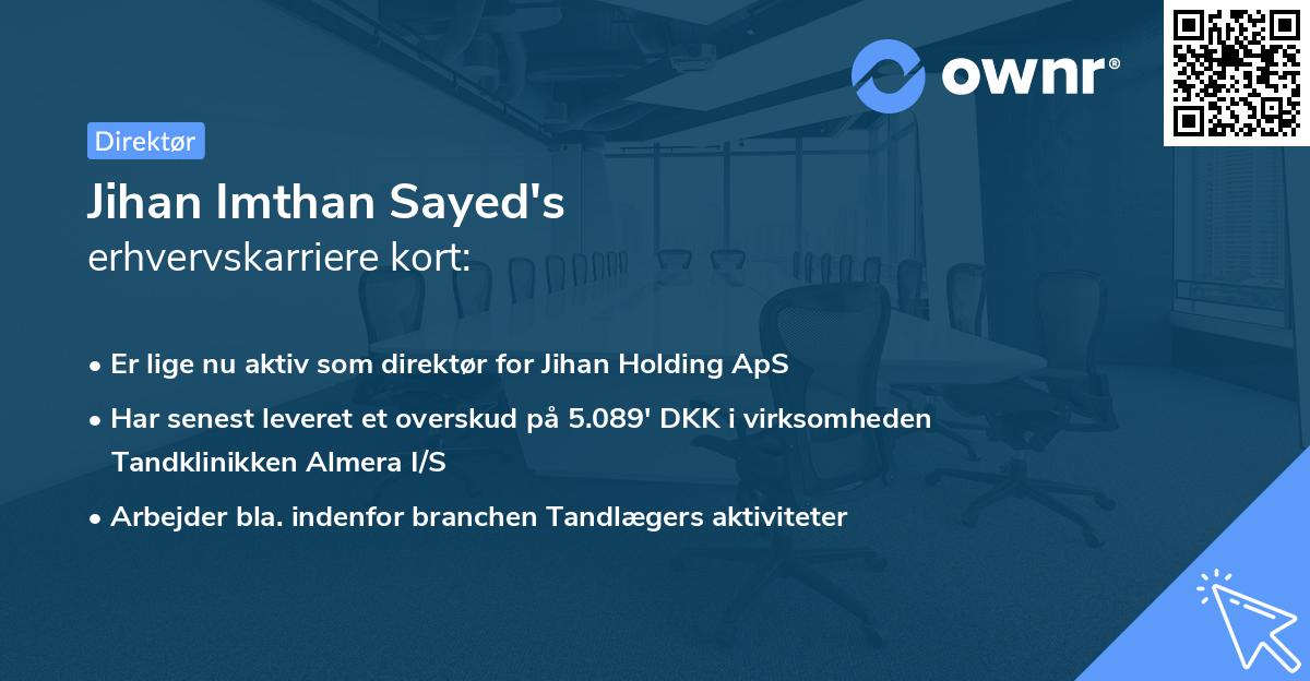 Jihan Imthan Sayed's erhvervskarriere kort