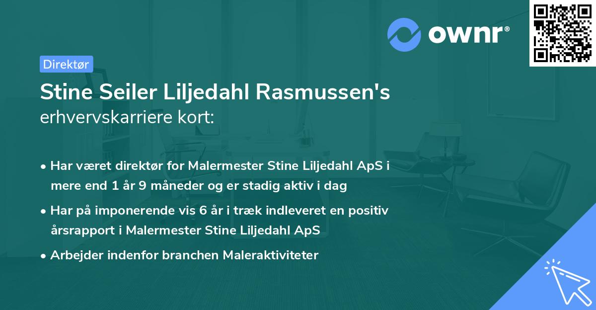 Stine Seiler Liljedahl Rasmussen's erhvervskarriere kort