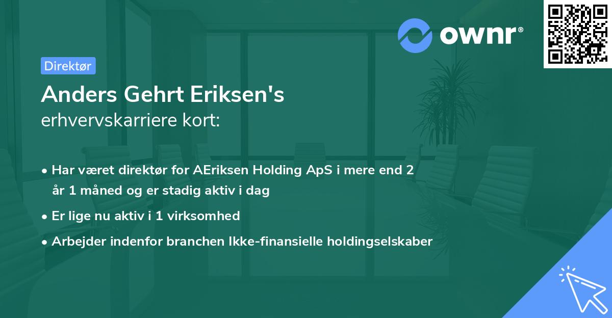 Anders Gehrt Eriksen's erhvervskarriere kort