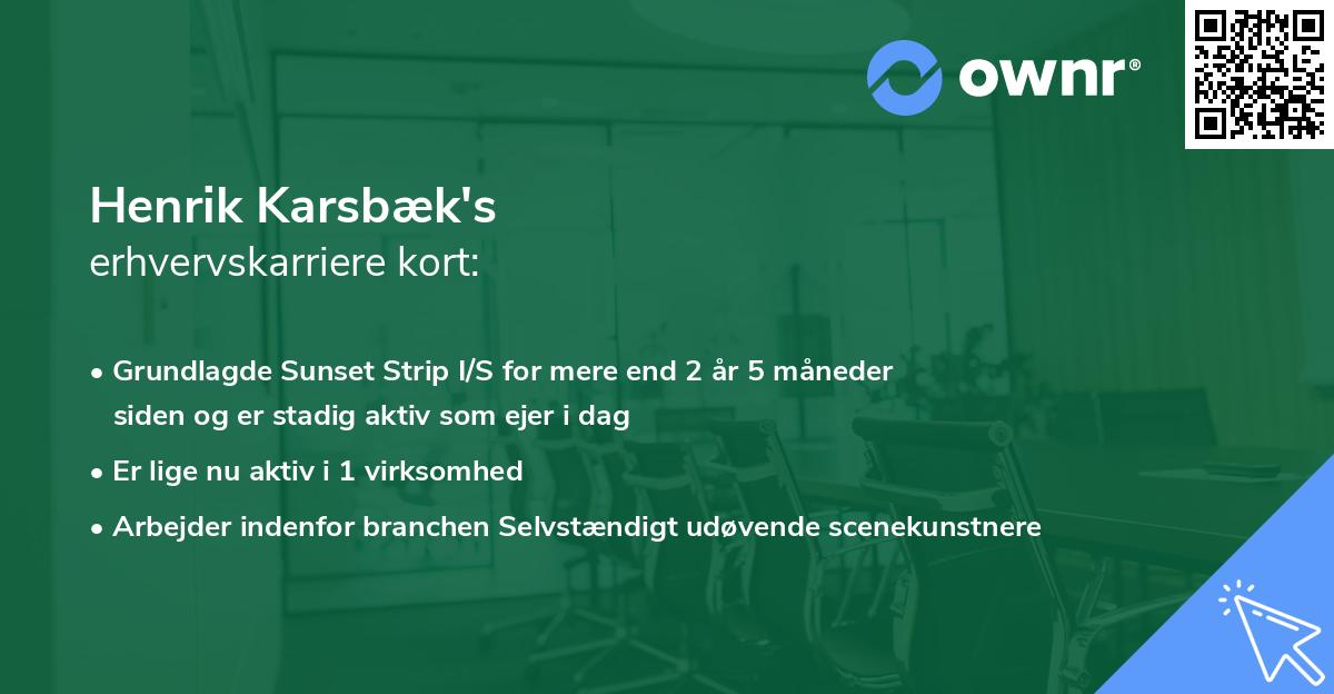 Henrik Karsbæk's erhvervskarriere kort