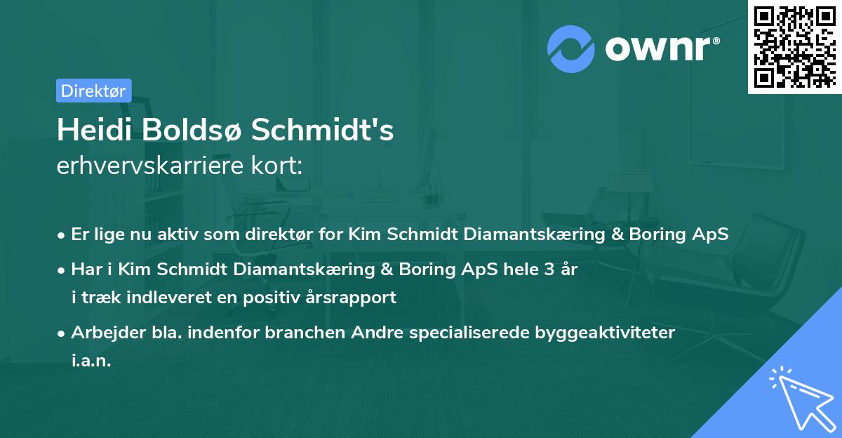 Heidi Boldsø Schmidt's erhvervskarriere kort