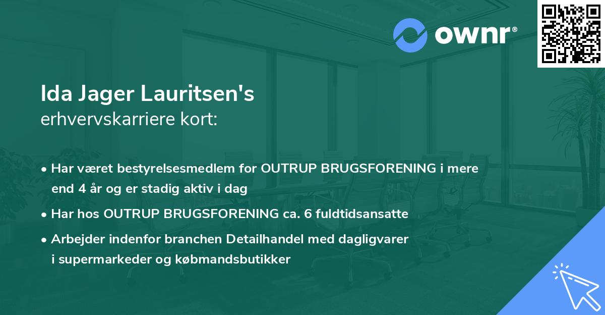 Ida Jager Lauritsen's erhvervskarriere kort