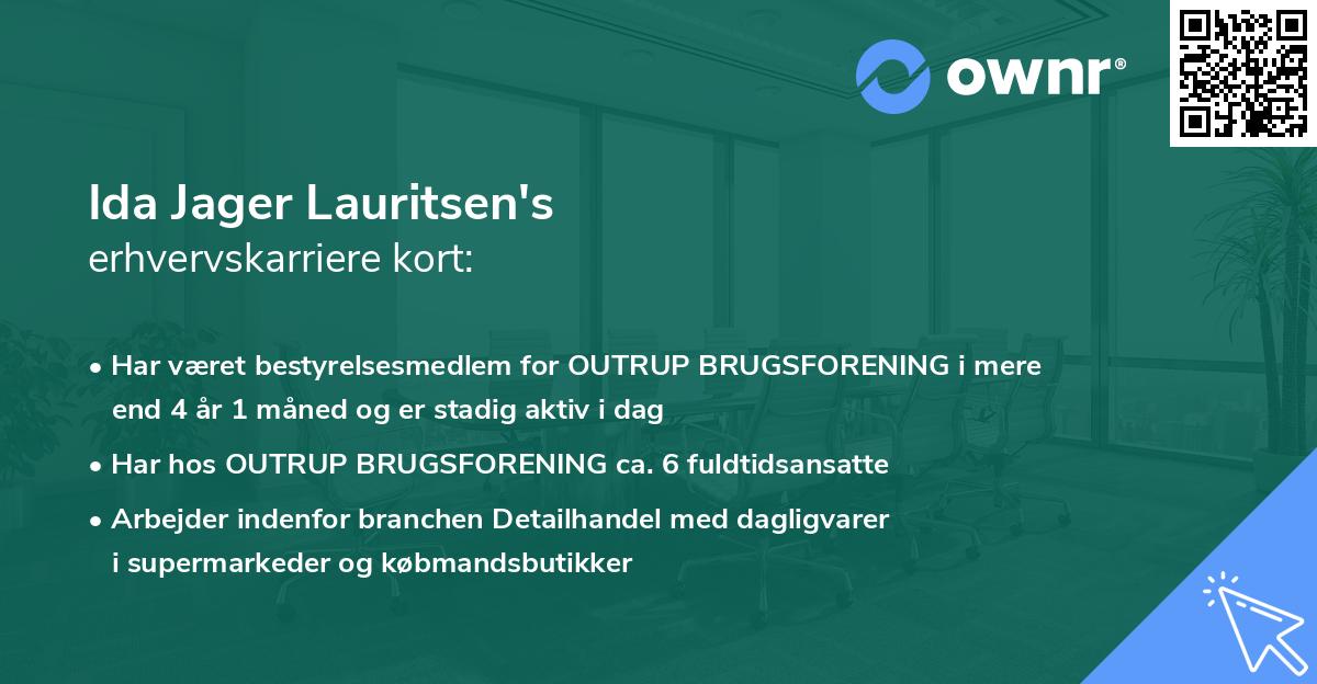 Ida Jager Lauritsen's erhvervskarriere kort