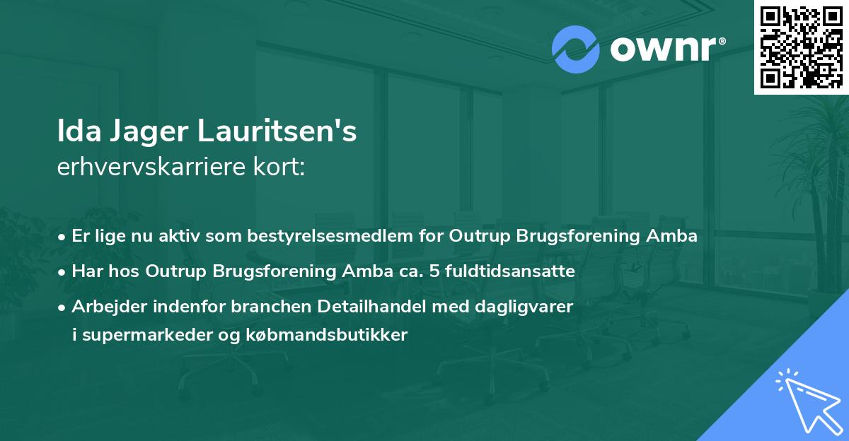 Ida Jager Lauritsen's erhvervskarriere kort