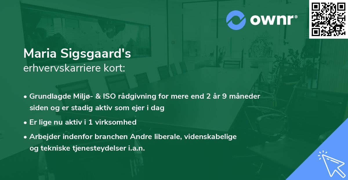 Maria Sigsgaard's erhvervskarriere kort