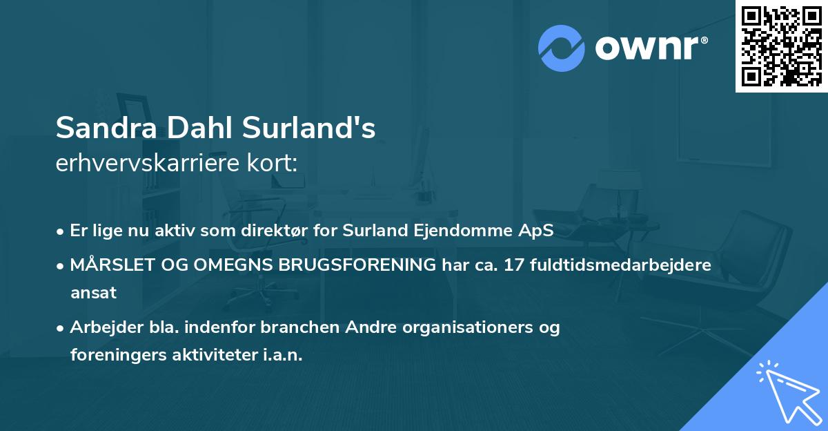 Sandra Dahl Surland's erhvervskarriere kort