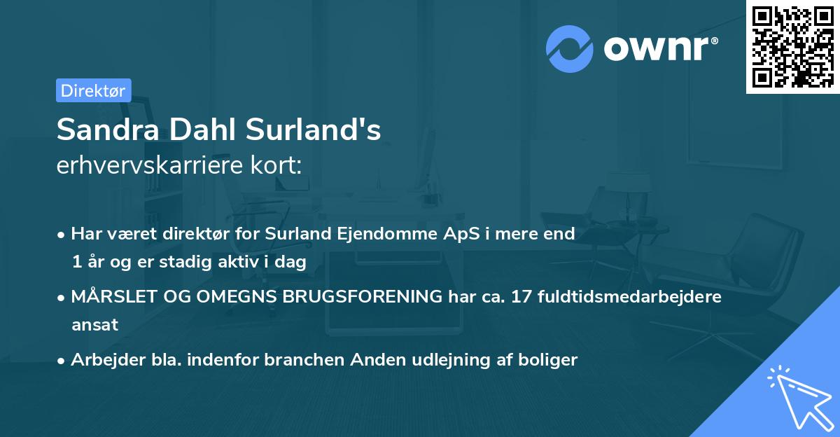 Sandra Dahl Surland's erhvervskarriere kort