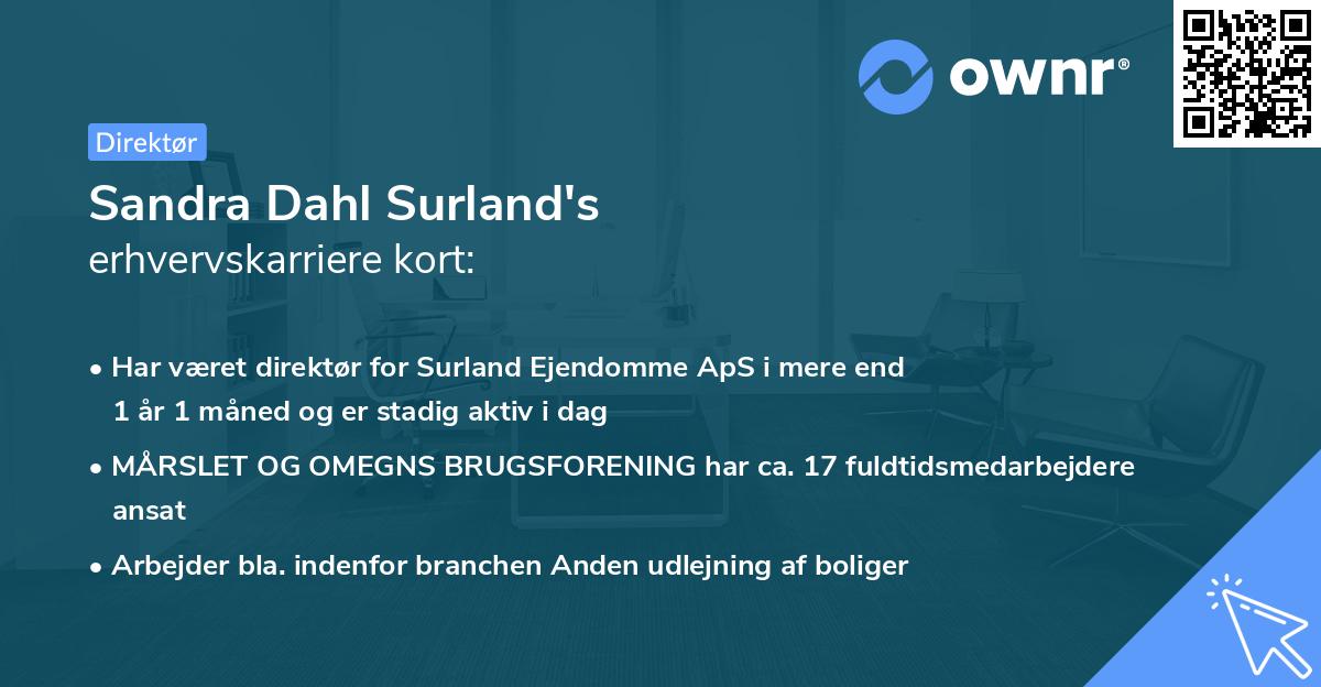 Sandra Dahl Surland's erhvervskarriere kort