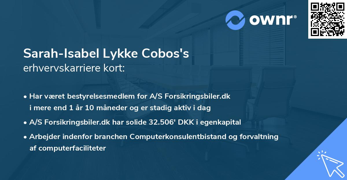 Sarah-Isabel Lykke Cobos's erhvervskarriere kort