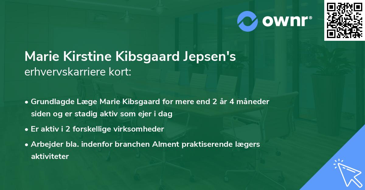 Marie Kirstine Kibsgaard Jepsen's erhvervskarriere kort