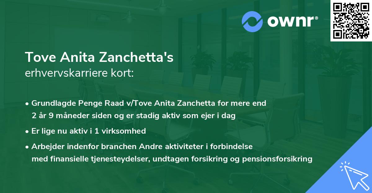 Tove Anita Zanchetta's erhvervskarriere kort