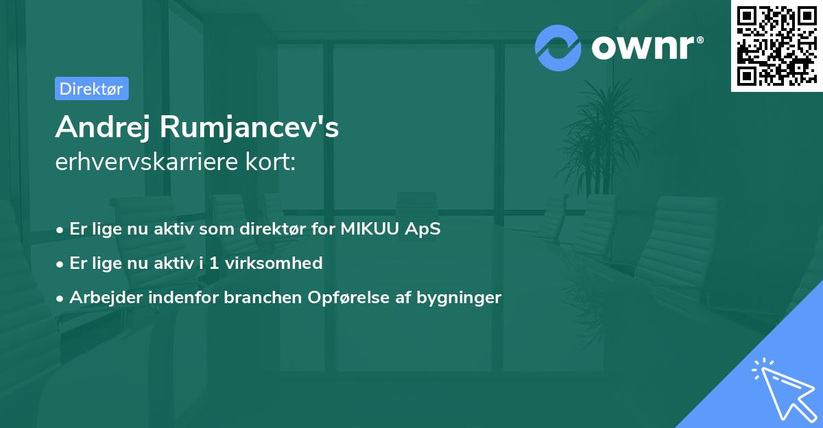 Andrej Rumjancev's erhvervskarriere kort