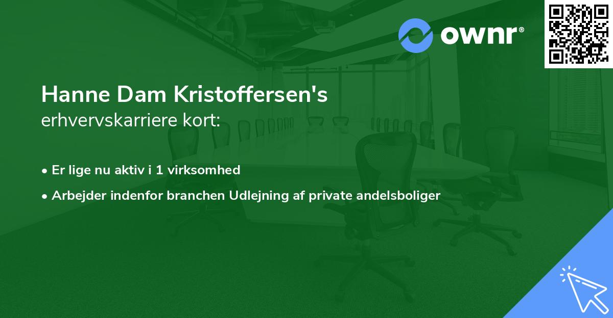 Hanne Dam Kristoffersen's erhvervskarriere kort