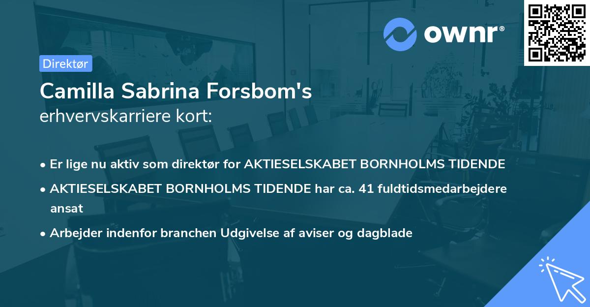 Camilla Sabrina Forsbom's erhvervskarriere kort