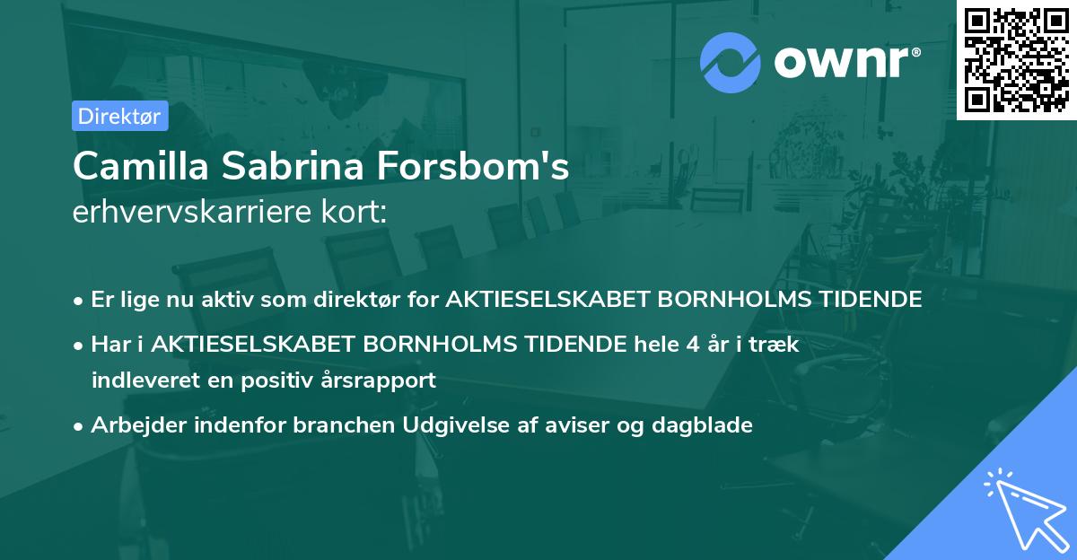Camilla Sabrina Forsbom's erhvervskarriere kort