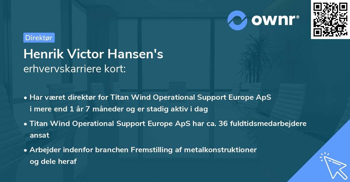 Henrik Victor Hansen's erhvervskarriere kort