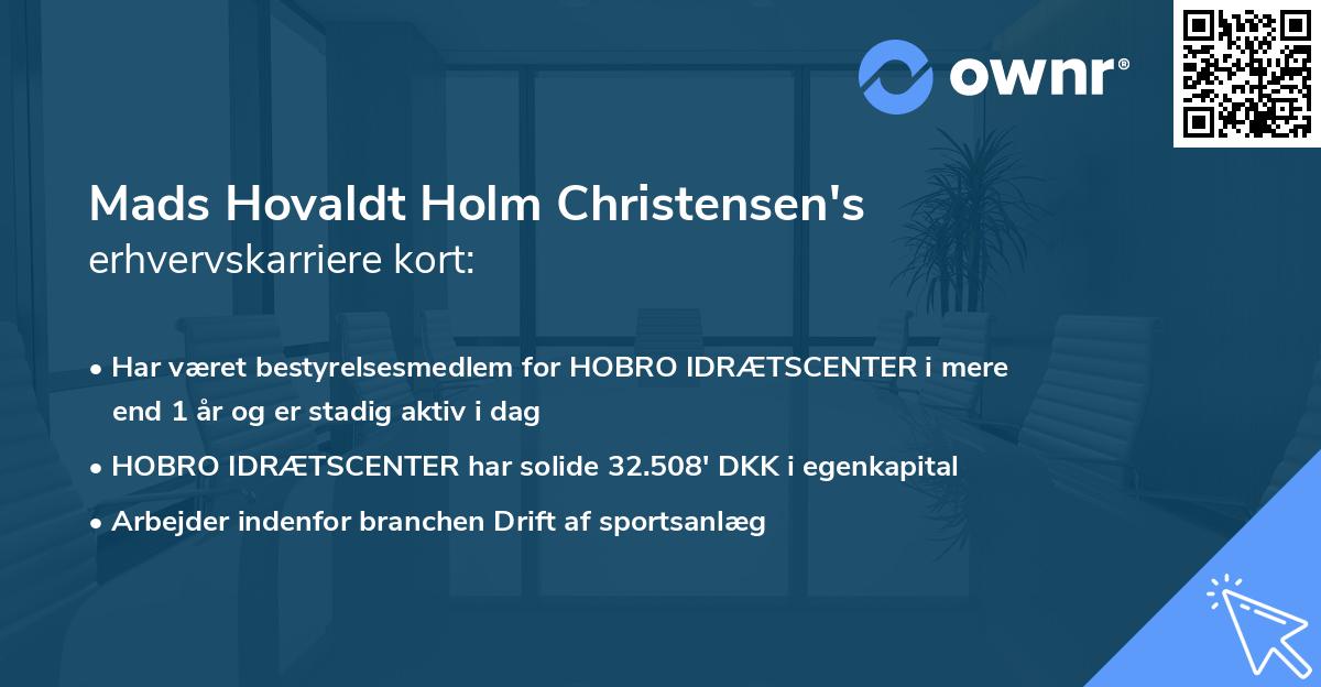 Mads Hovaldt Holm Christensen's erhvervskarriere kort