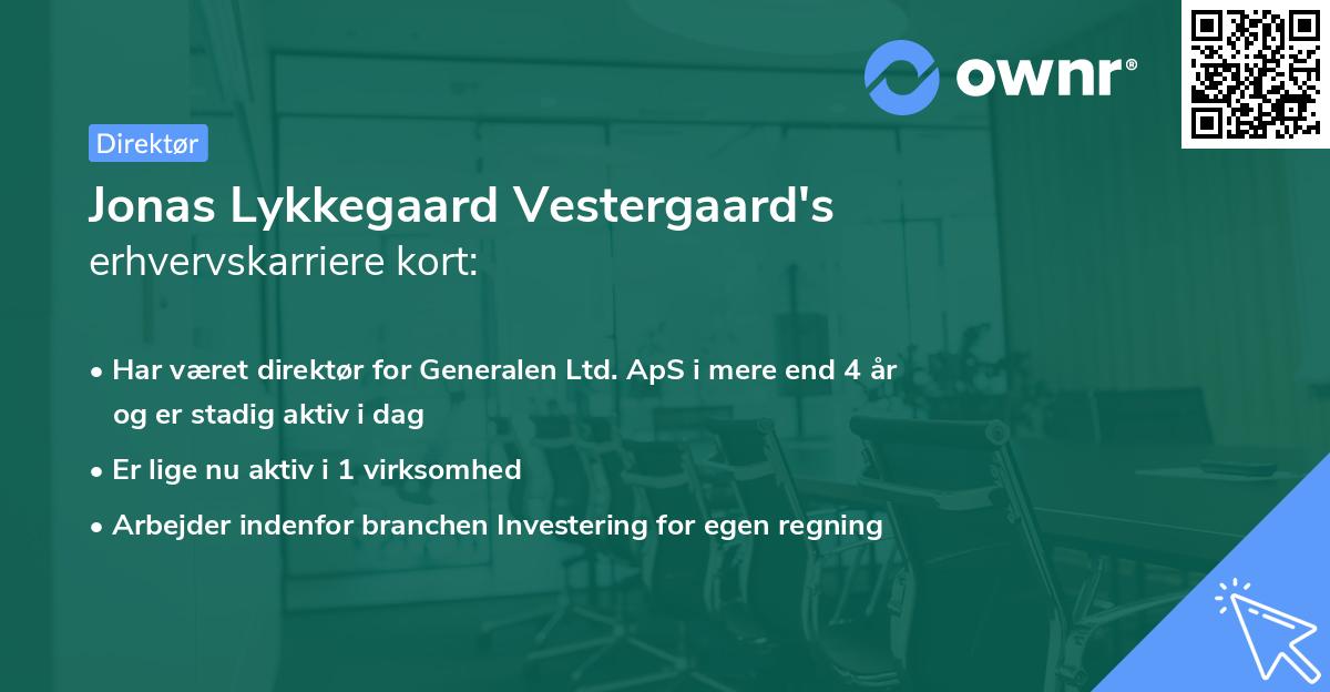 Jonas Lykkegaard Vestergaard's erhvervskarriere kort