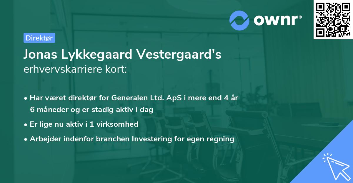 Jonas Lykkegaard Vestergaard's erhvervskarriere kort