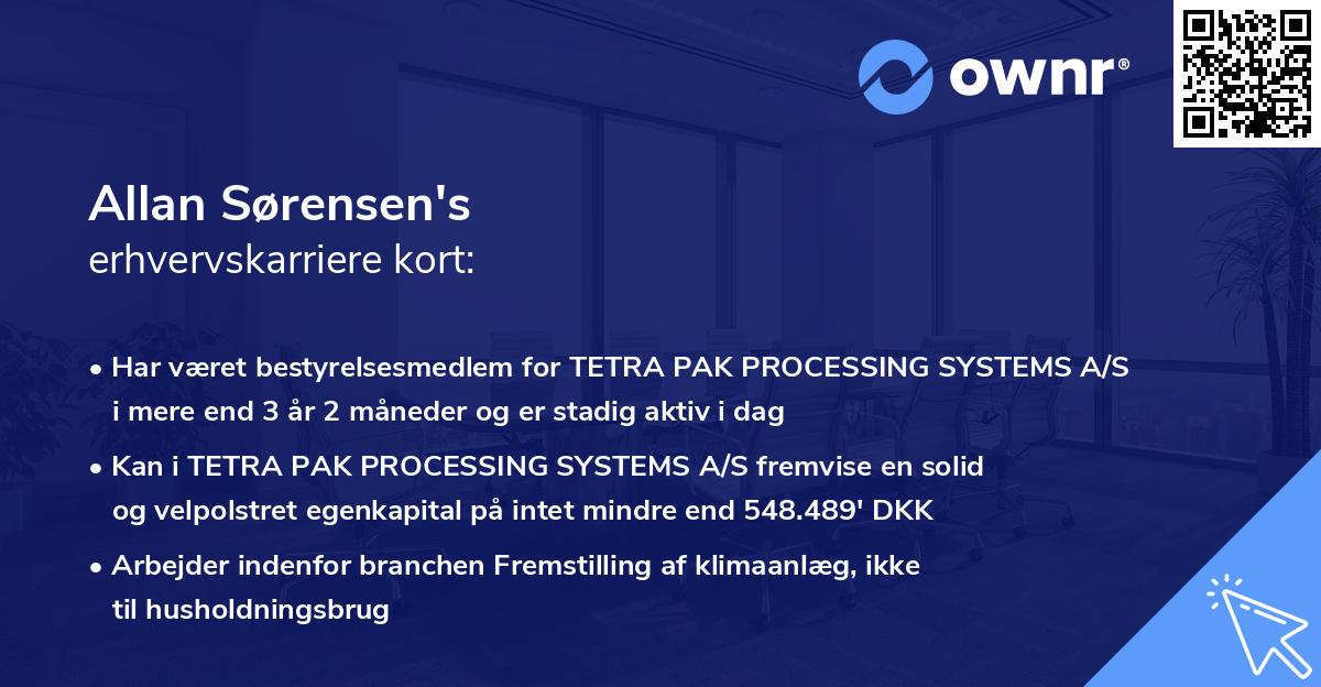 Allan Sørensen's erhvervskarriere kort