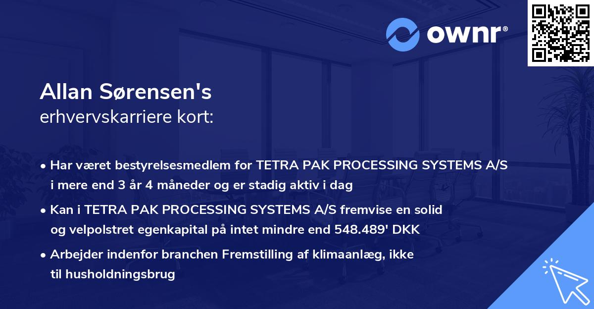 Allan Sørensen's erhvervskarriere kort