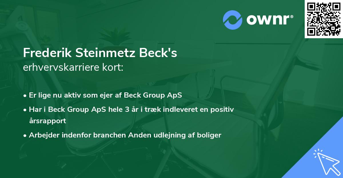 Frederik Steinmetz Beck's erhvervskarriere kort