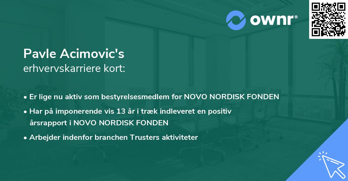 Pavle Acimovic's erhvervskarriere kort