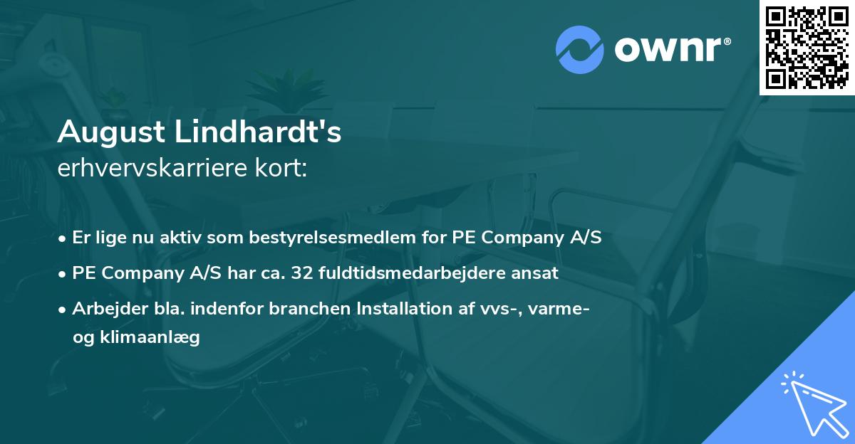 August Lindhardt's erhvervskarriere kort