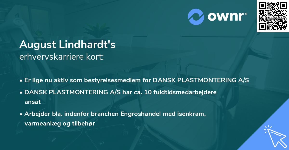 August Lindhardt's erhvervskarriere kort