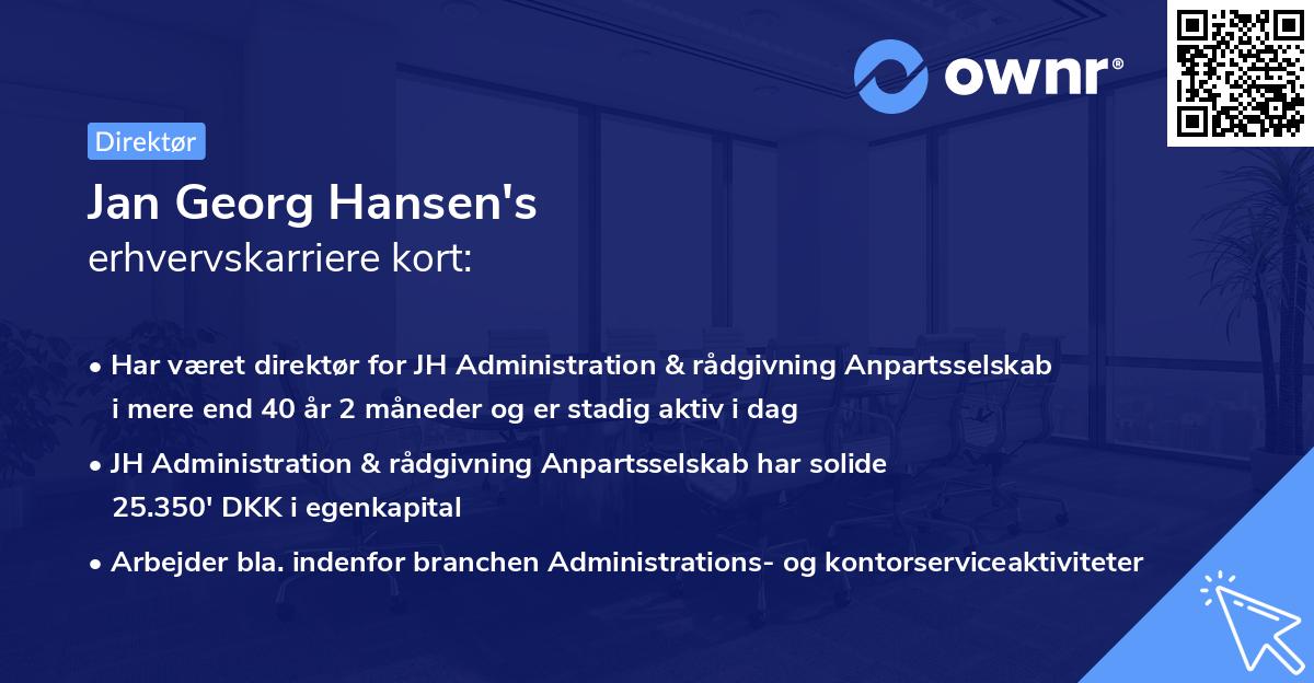 Jan Georg Hansen's erhvervskarriere kort