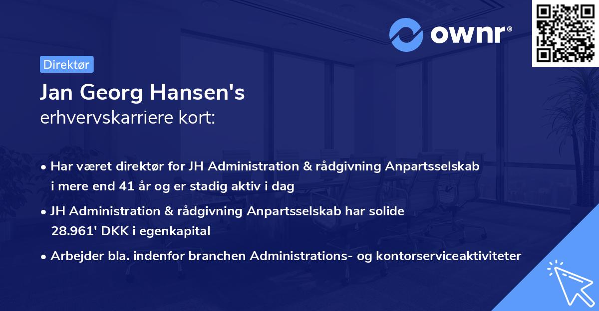 Jan Georg Hansen's erhvervskarriere kort