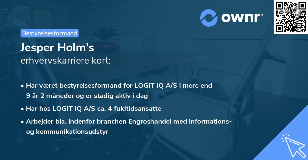 Jesper Holm's erhvervskarriere kort