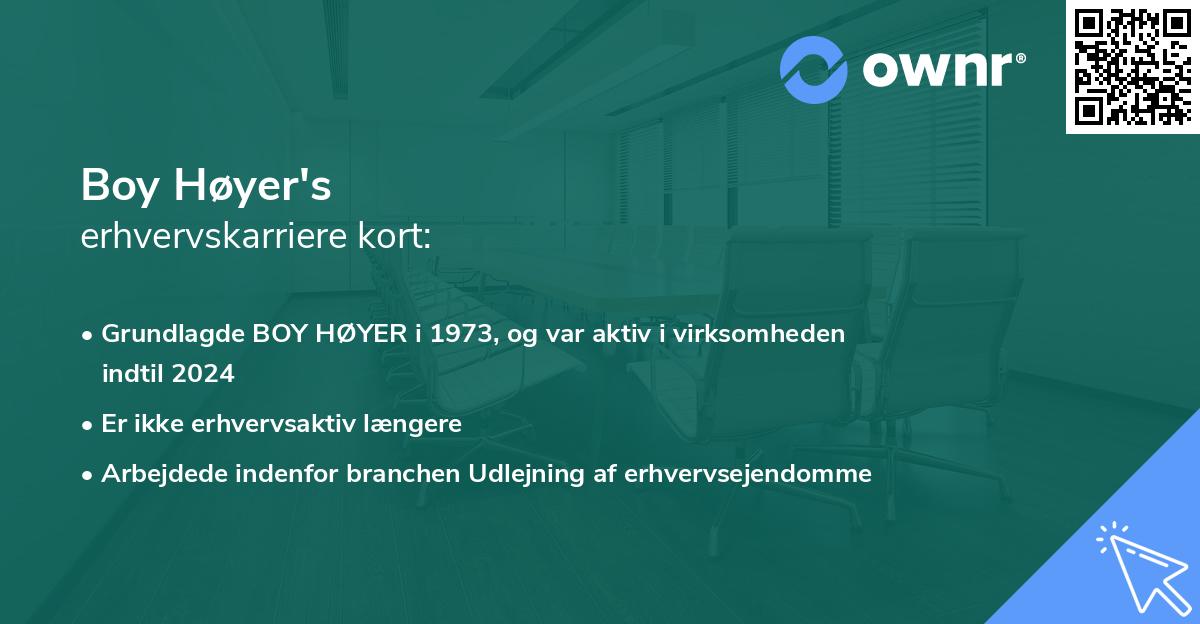 Boy Høyer's erhvervskarriere kort