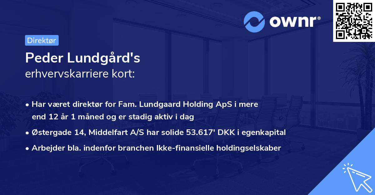 Peder Lundgård's erhvervskarriere kort