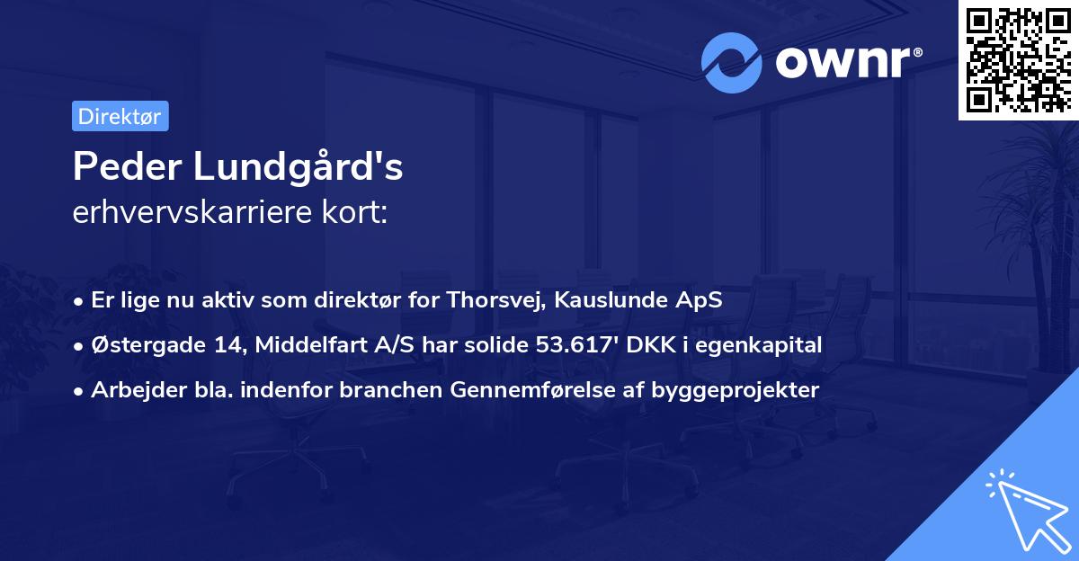 Peder Lundgård's erhvervskarriere kort
