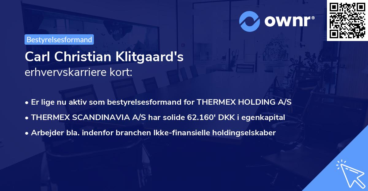 Carl Christian Klitgaard's erhvervskarriere kort