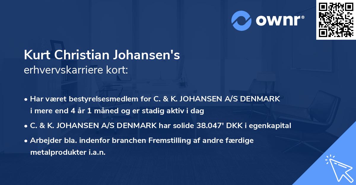 Kurt Christian Johansen's erhvervskarriere kort